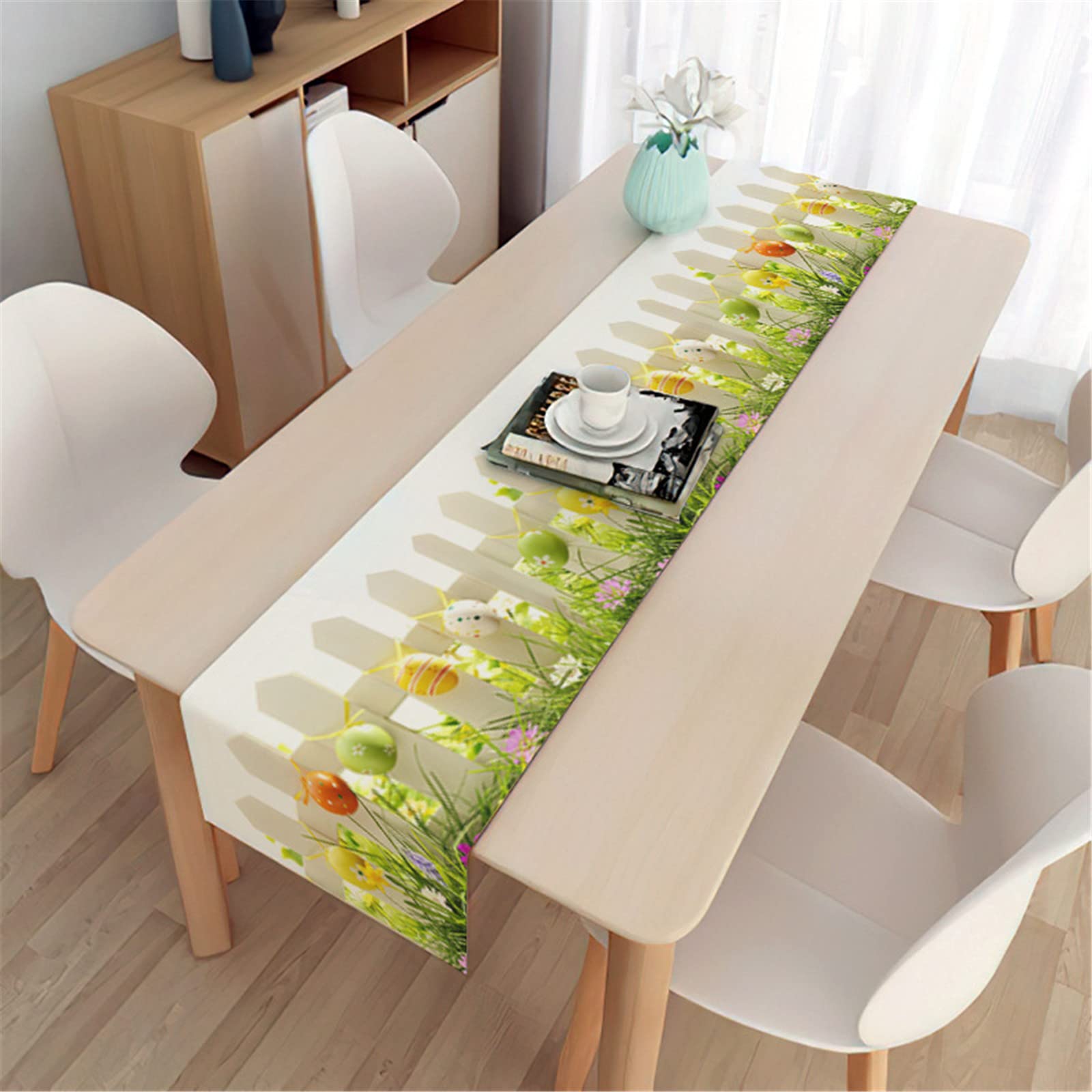 KEVA Runner Tavolo Pasquale 33x183 Cm Con Ricamo Coniglietto Scozzese - Primavera - 2