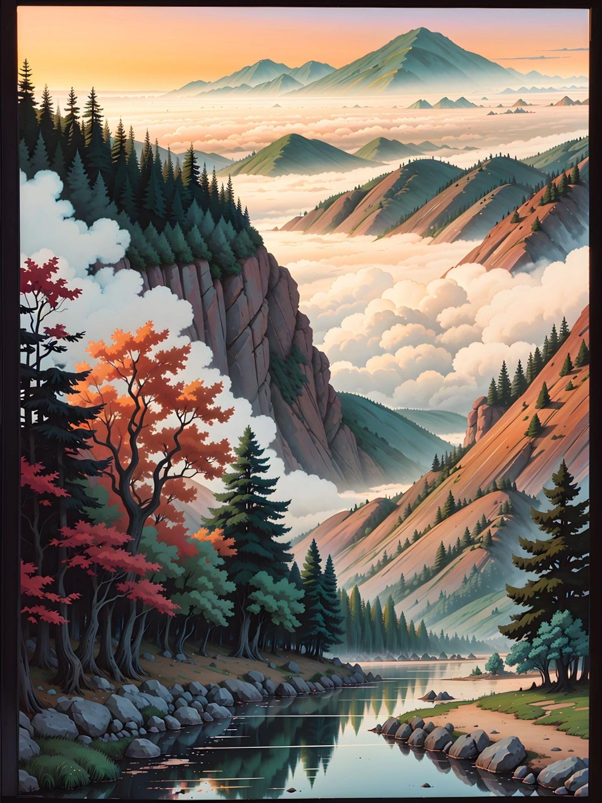 Ginfonr 5D Diamond Painting Fiume Nella Foresta – Kit 30x40cm - 4
