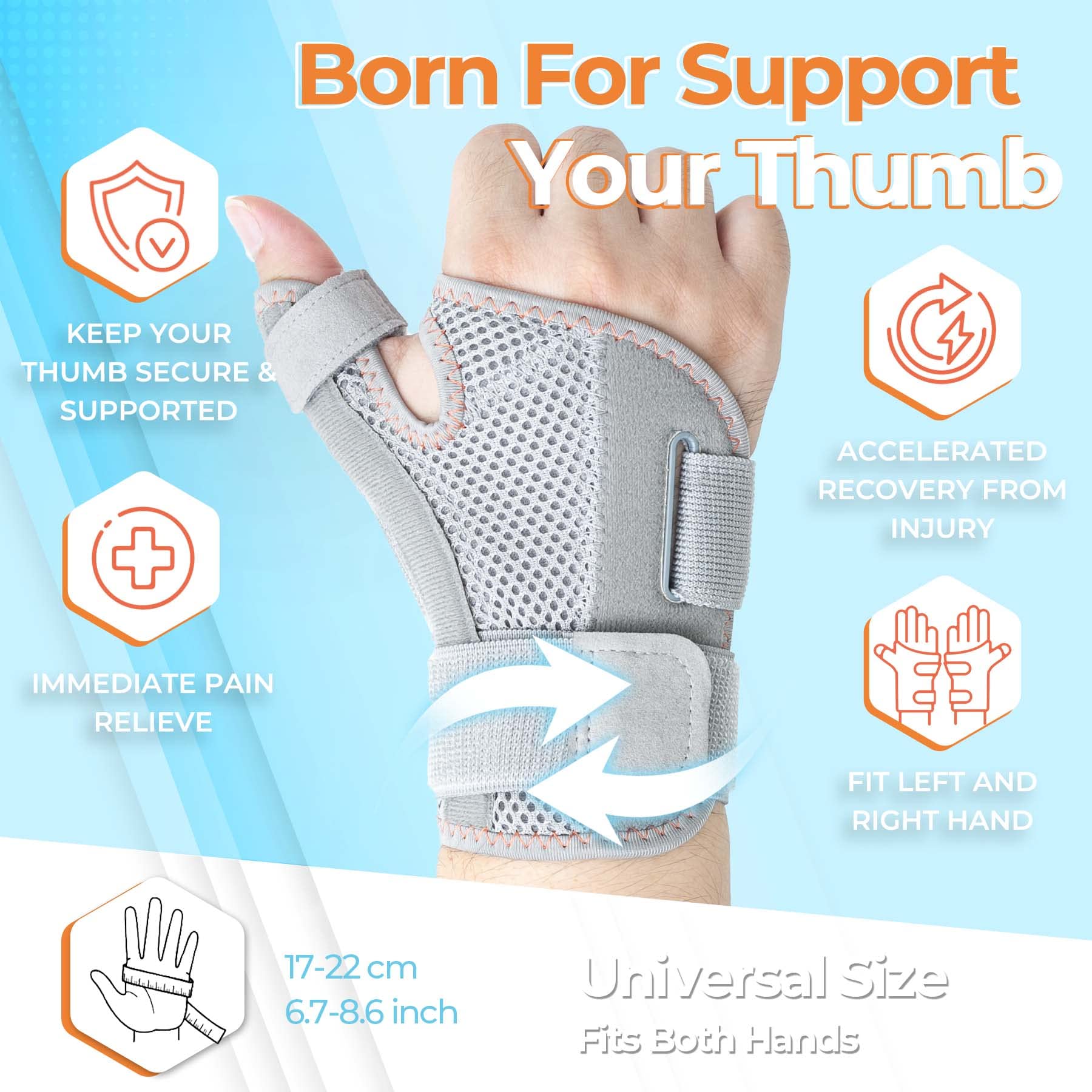 CURECARE New Upgraded Thumb Spica Splint, Comfortable CMC Thumb Splint for Right & Left Hand - Image 4