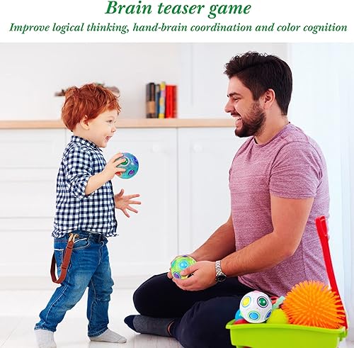 Miniatura 7 de Rompecabezas mágico de 3 piezas, bola de arco iris, 3 colores, rompecabezas de bolas de partido, cubo de cerebro, juegos para aliviar el estrés,