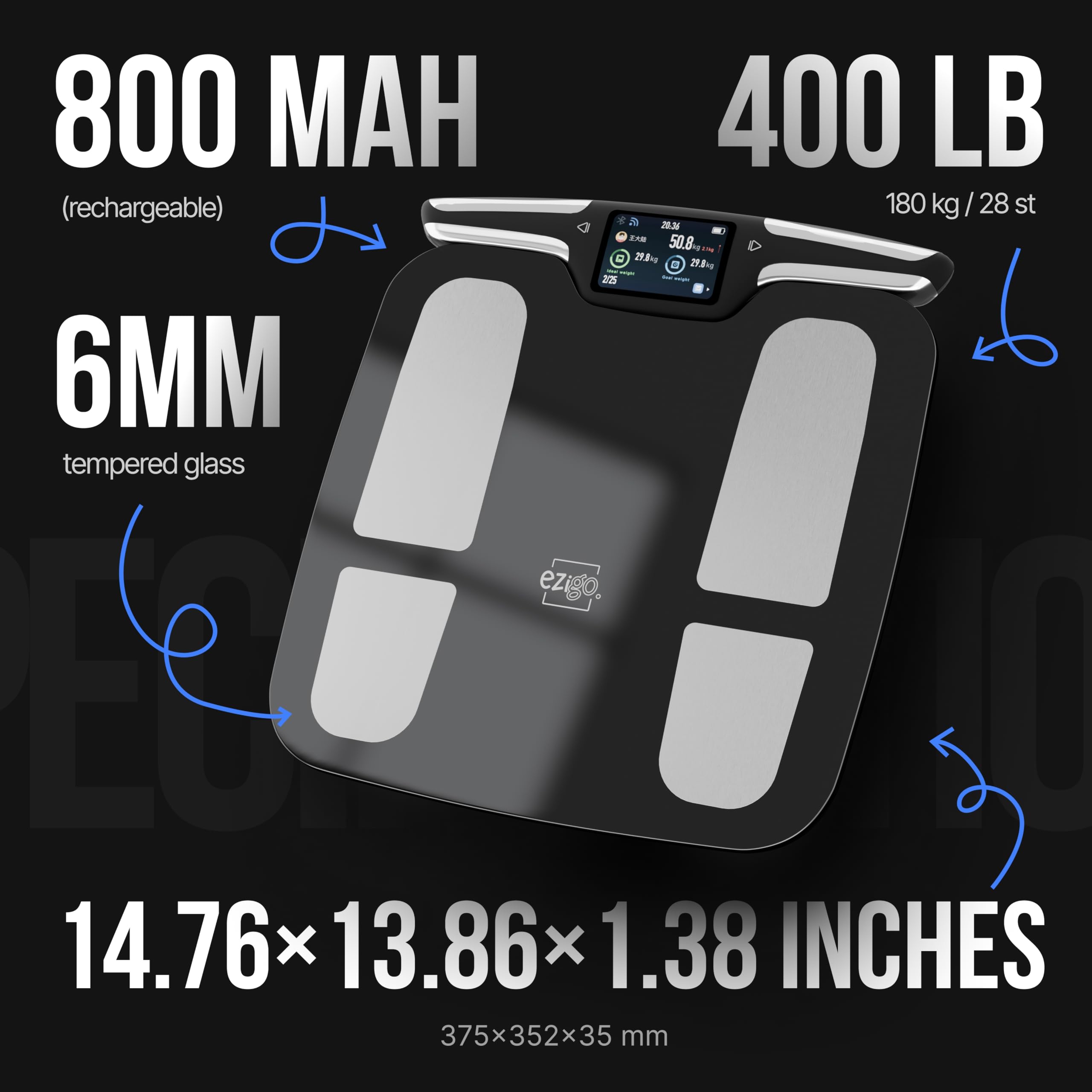 Bilancia professionale a 56 metriche intelligente per composizione corporea con WiFi, BMI, BMR, massa muscolare, macchina per analisi bioimpedenza, bilancia digitale più accurata del grasso corporeo,