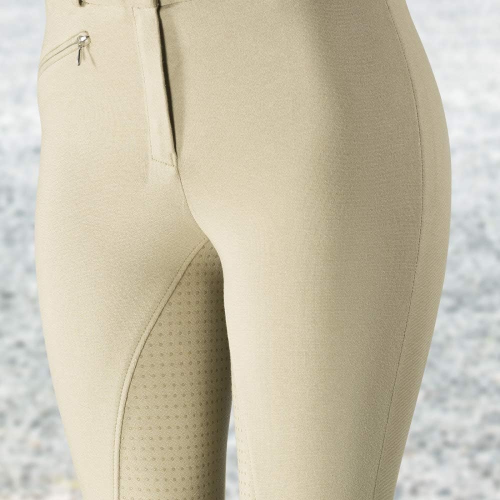 HORZE Active Women's Horse Riding Silicone Grip Full Seat Breeches | Midrise Waist with Front Pocket
