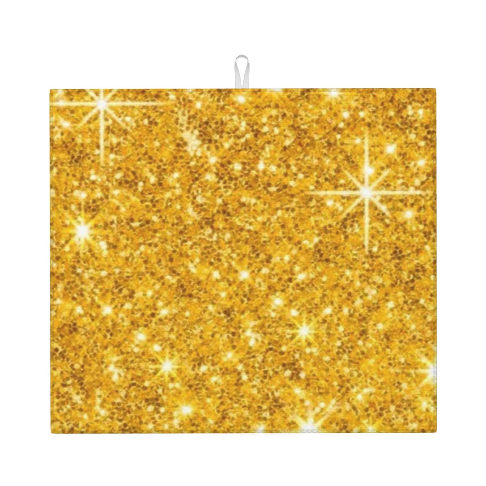 Poadnly As Picture Gold Glitter, Dish Drying Mats, Sink Mat Absorbent Dish Drainer Mat For Kitchen Counter 41X46 Cm
