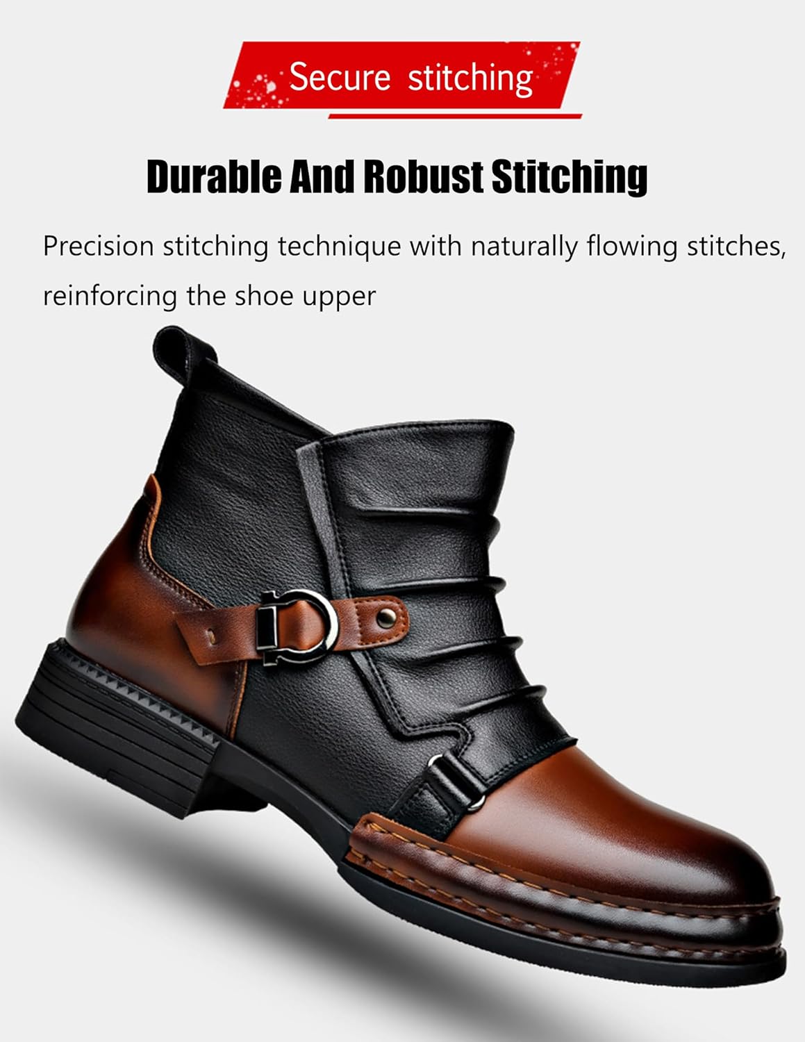 Men's Waterproof Winter Snow Boots, Retro Work Boots, with Side Zip, Round Toe and Non Slip Sole