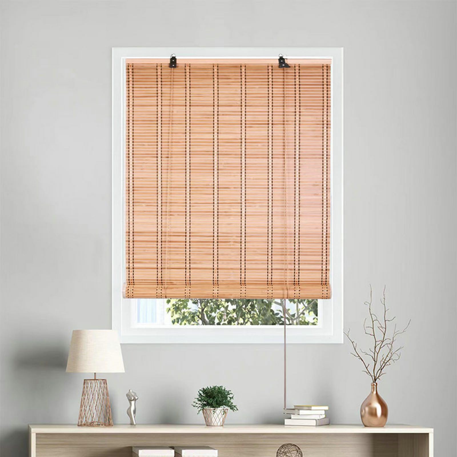 Natürliche Bambus-Rollo Raffrollo,Verdunkelungsrollo Bambus Jalousine Raffrollo,Schnurzugrollo,Retro Innen/außen-bambusrollo,für Garten/Balkon,Anpassbar,Breite x Höhe (180cm x 200cm)