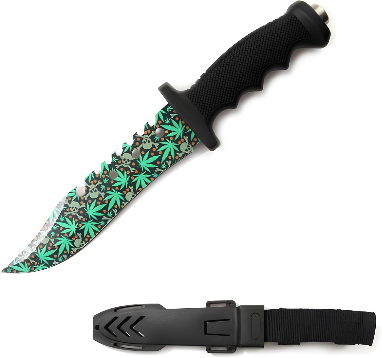 Snake Eye Tactical Ultimate Outdoors Survival Knife Fixed Blade Knife for Hunting, Fishing, Foraging, Camping, and Bushcraft Stainless Steel Knife With Sheath (Green Leaf)