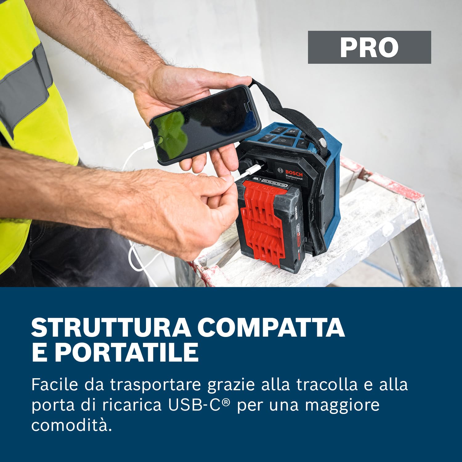 Bosch Professional 18V System Altoparlante Bluetooth a batteria GPB 18V-1 C (incl. coperchio batteria)