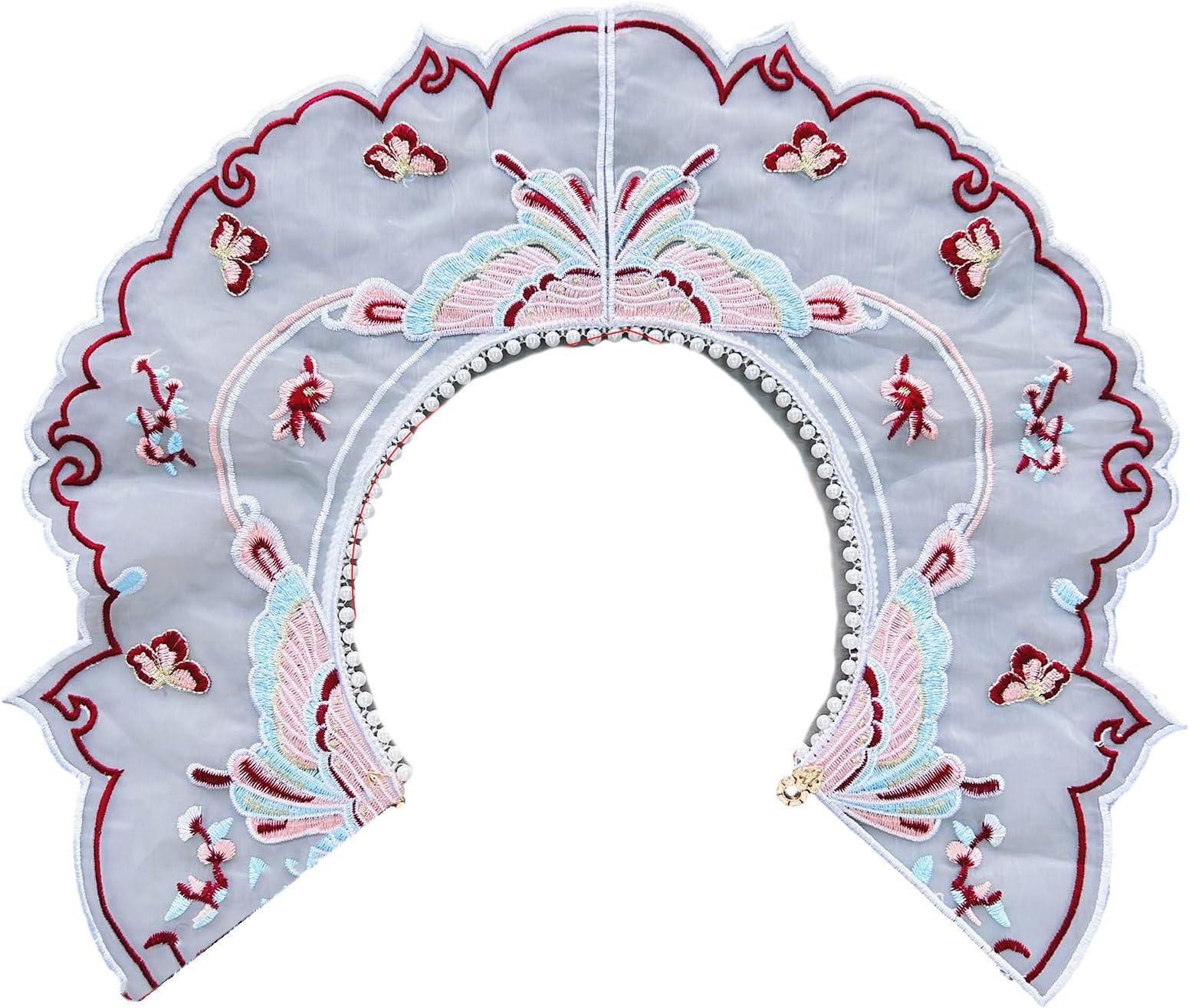 QIANZHENGHUAQIANZHENGHUA Collar False Collar Yunjian Embroidery Lace Studded Detachable Collar Traditional Chinese Accessories