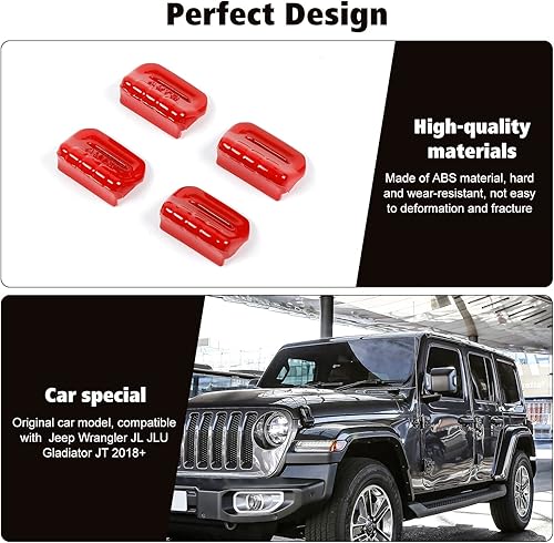 Miniatura 6 de RT-TCZ Cubierta de interruptor de ventana de consola central, accesorios interiores para Jeep Wrangler JL JLU y Gladiator JT 2018-2023, rojo