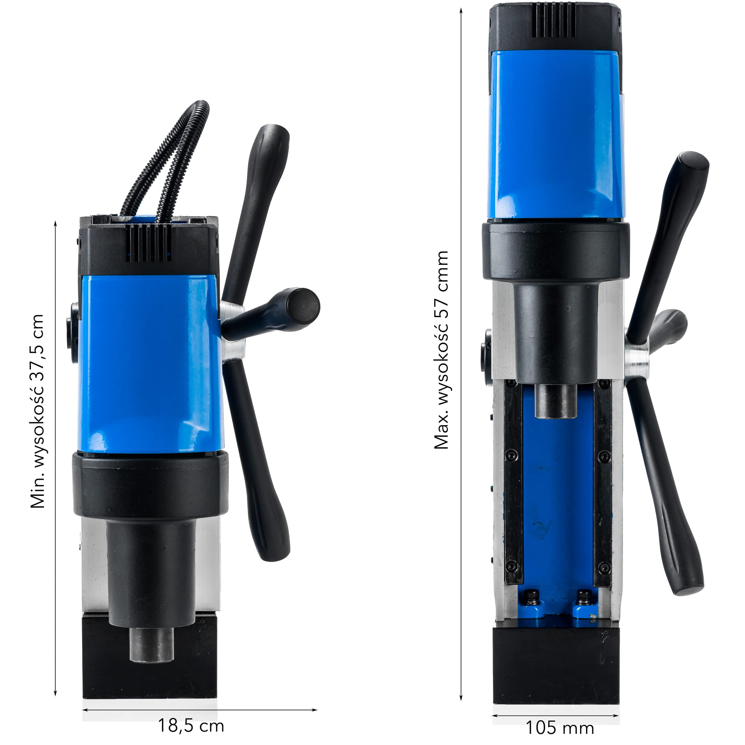 STAKO Taladro magnético de 1800 W con maletín ST-28RE Max. Ø 80 mm – Fuerza magnética 16500 N – Taladro de núcleo portátil para trabajar metal con Weldon 19 mm MK3 y portabrocas B16 3-16 mm – Juego de