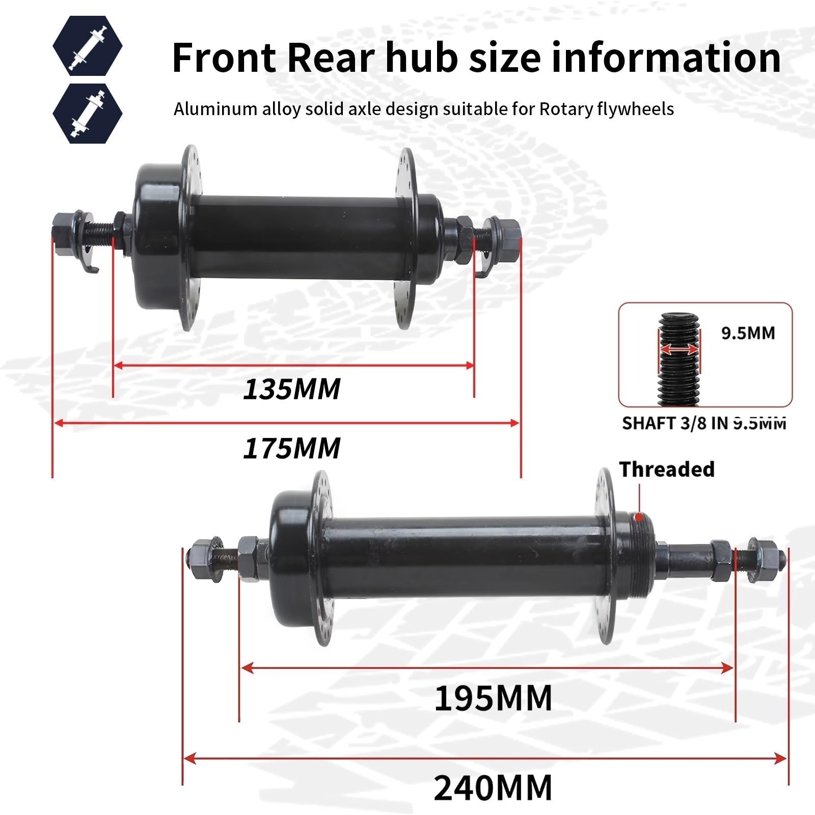 Koła rowerowe śnieżne z hamulcem tarczowym 20/26x4,0", grube przednie i tylne koła z oponami i komorami powietrznymi, piasty 135 mm/195 mm 36 otworów na wolne koło obrotowe 7/8/9/10"