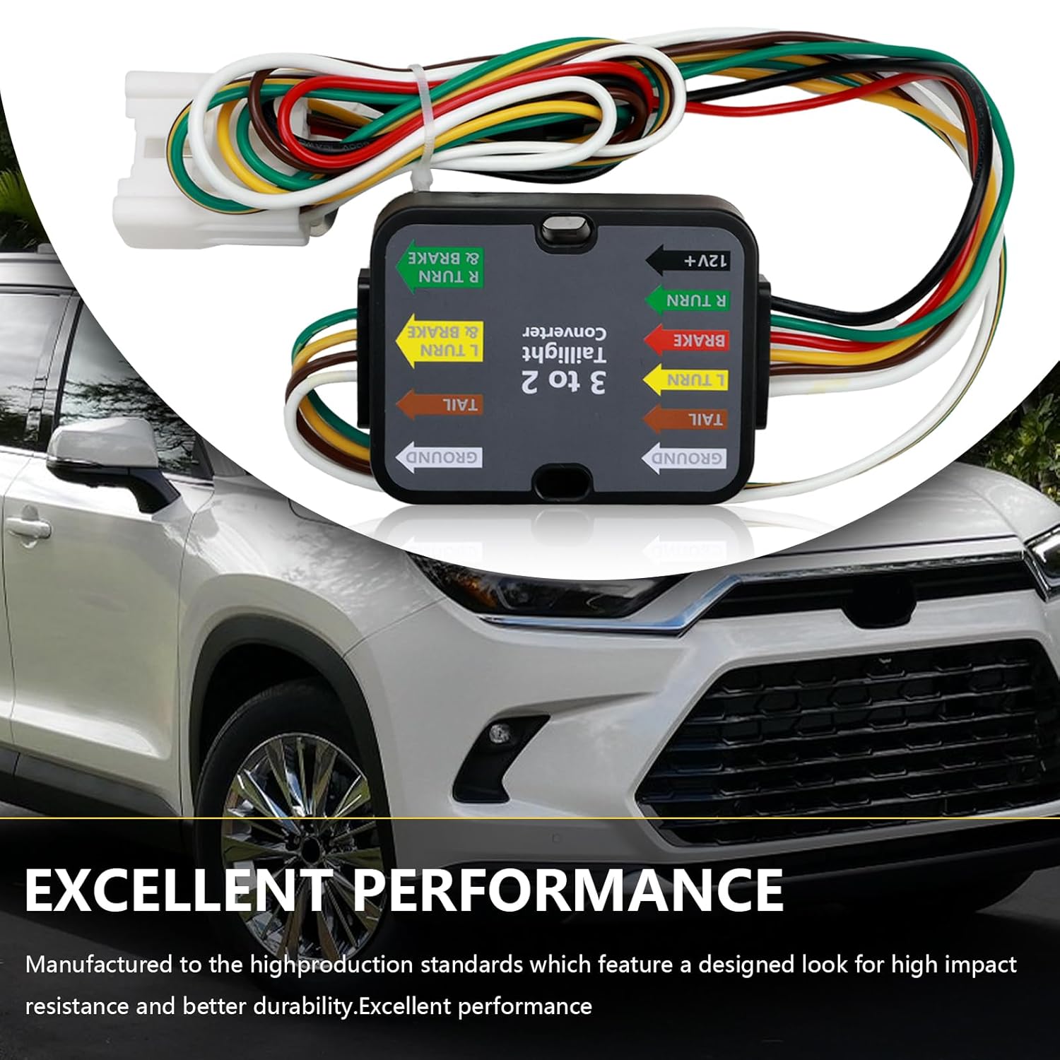 4 Way Trailer Wiring Harness Flat Output 56524 Compatible with 2020-2024 Highlander, 2024 Grand Highlander & Lexus TX350 TX500h TX550h+, 4 Pin Towing Hitch Trailer Wire