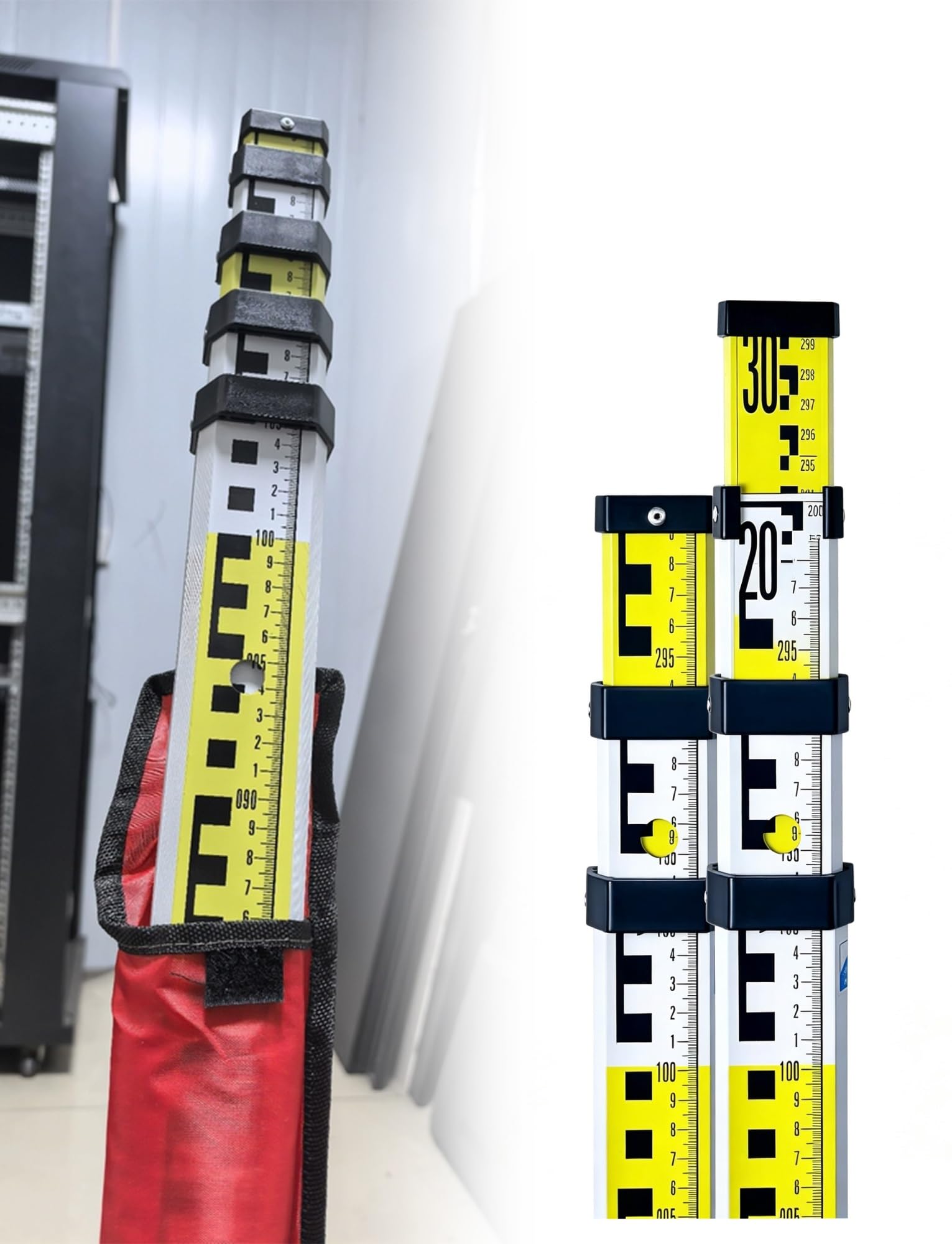 Varilla telescópica aluminio poste graduado medición altura nivelación | Herramienta topográfica portátil con escala clara for construcción y mediciones en exteriores(9.84 ft/300 cm)
