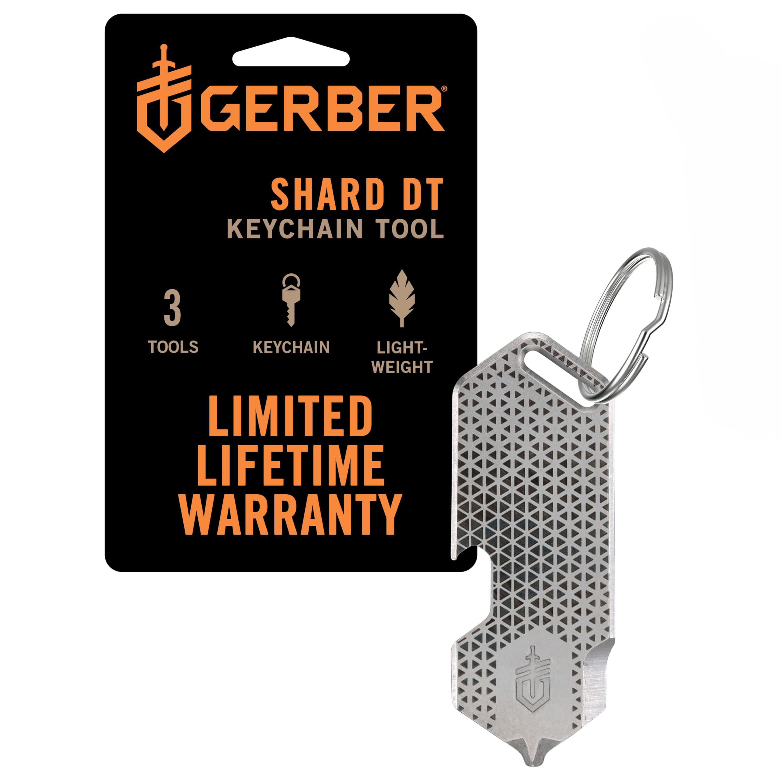 Gerber Gear Shard Keychain 3-in-1 Multitool, Clips to Pocket or Keychain with Bottle Opener, Package Opener, and Cross Driver, EDC Gear for Everyday Carry