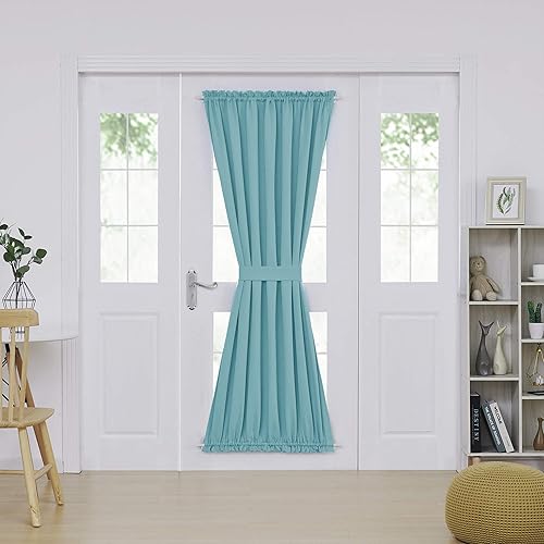 Miniatura 169 de Deconovo Cortina opaca de Navidad para puertas de vidrio y luces laterales, panel de privacidad con aislamiento térmico con doble bolsillo para