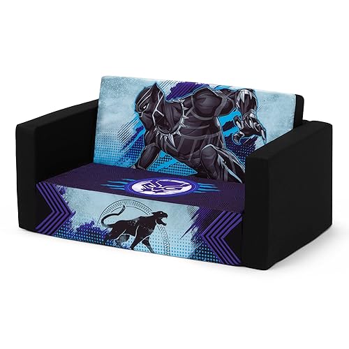 Miniatura 9 de Delta Children Marvel Black Panther Cozee - Sofá abatible con espuma viscoelástica, sofá convertible 2 en 1 a tumbona, color negro