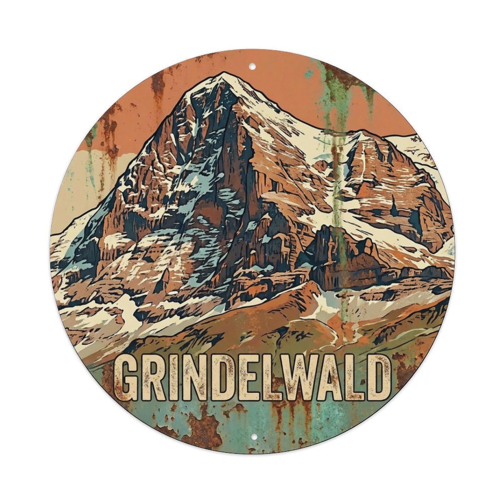 Galvaxio Style Vintage Travel Switzerland Grindelwald Metal Tin Sign
