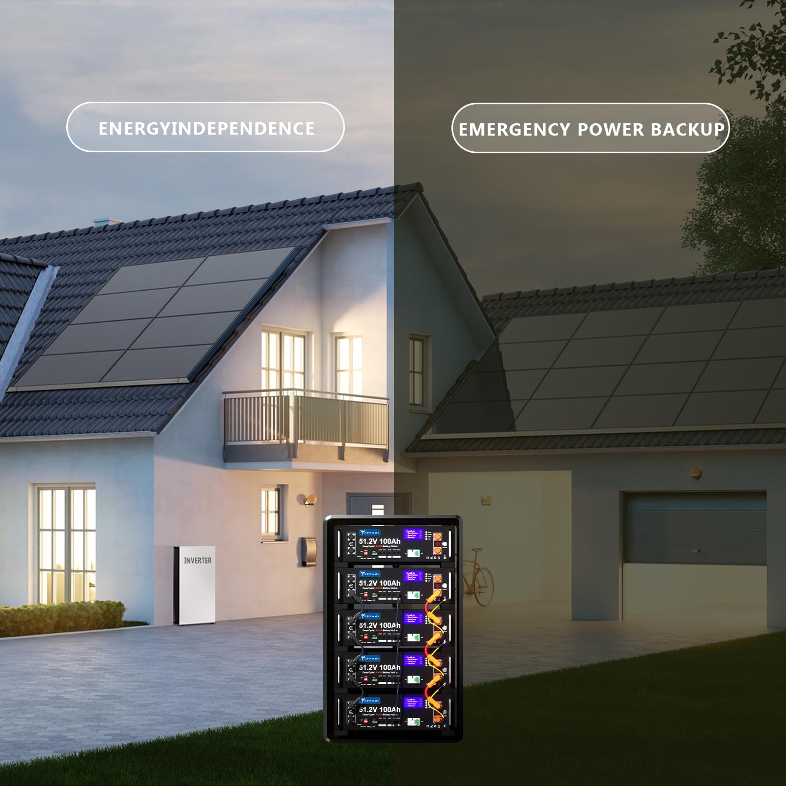 Batteria LiFePO4 48V 400Ah Bluetooth con BMS da 100A (confezione da 4 da 48V 100Ah), batteria solare per armadio server da 10,24kWh e 48V per impianto solare, set completo, impianto fotovoltaico, camp