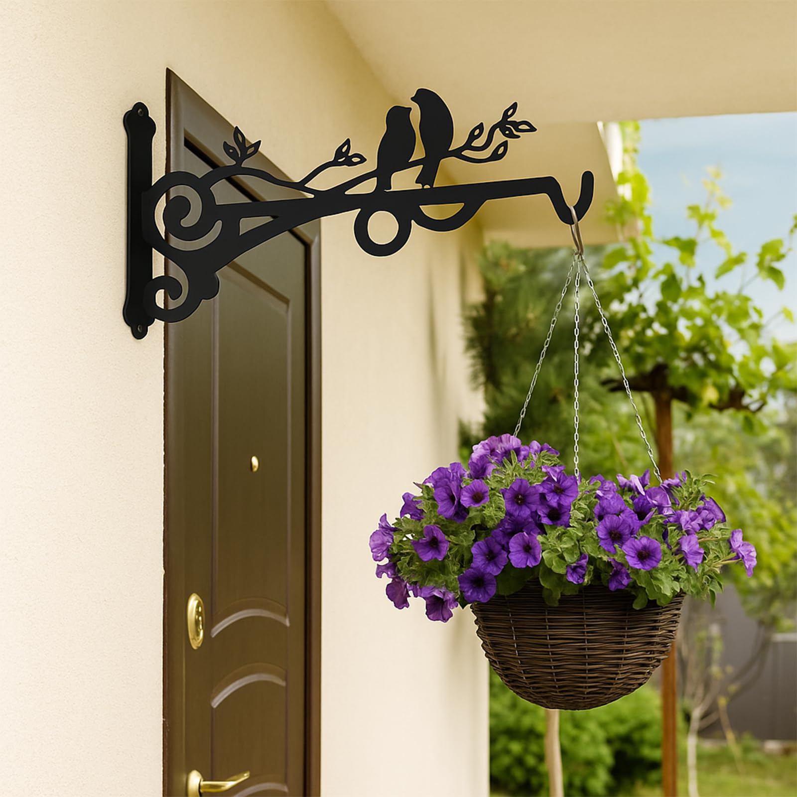 2 Supporti Per Fiori In Metallo Nero Da Parete - Portavasi Decorativi Per Piante Da Giardino E Balcone - 2