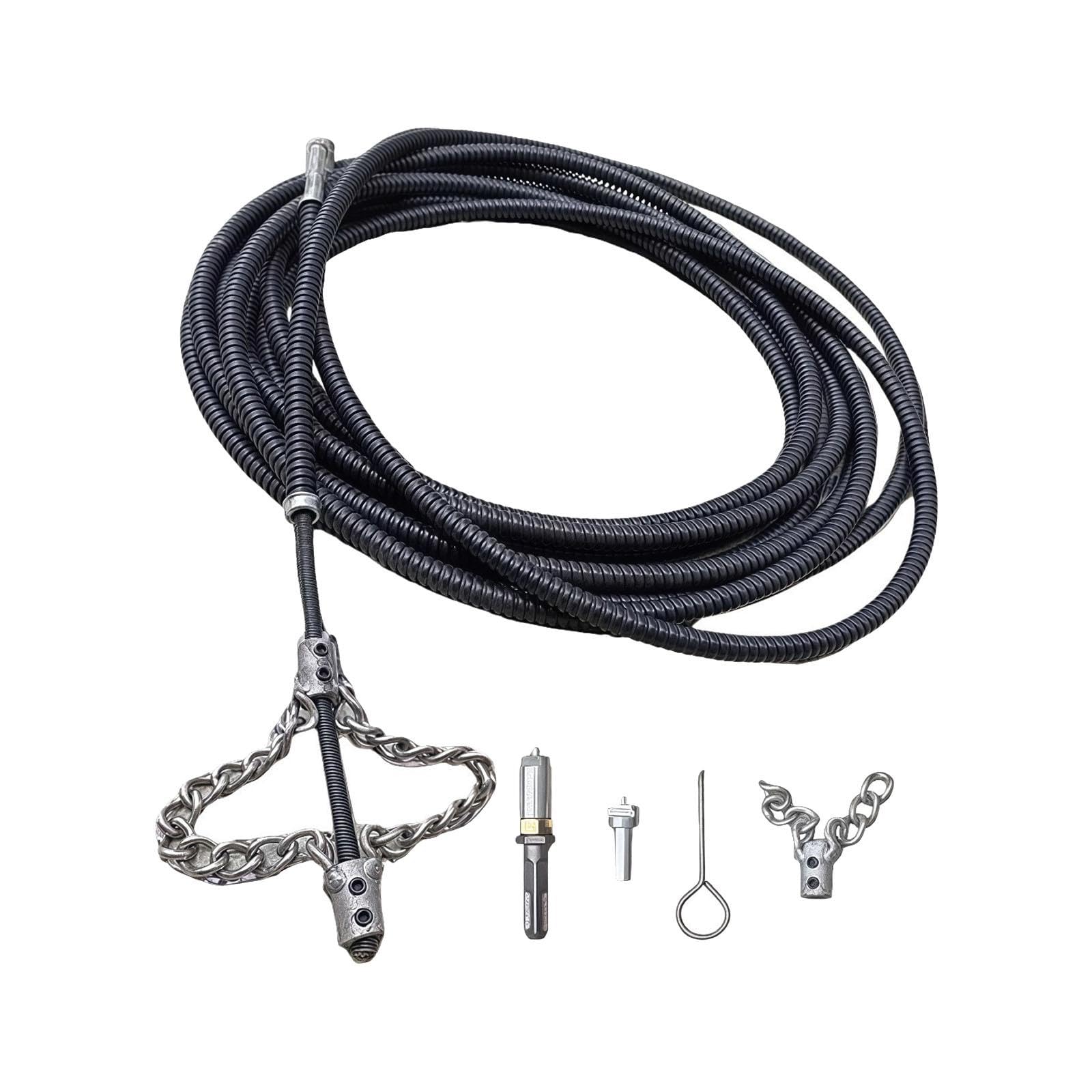 Abflussreiniger Rohrreinigungsschlange Rohrspirale Rohrreinigungswerkzeug Verstopfungsentferner Aus Stahl mit Flexiblem Schaft Und 16mm Federverstellu, 10 m
