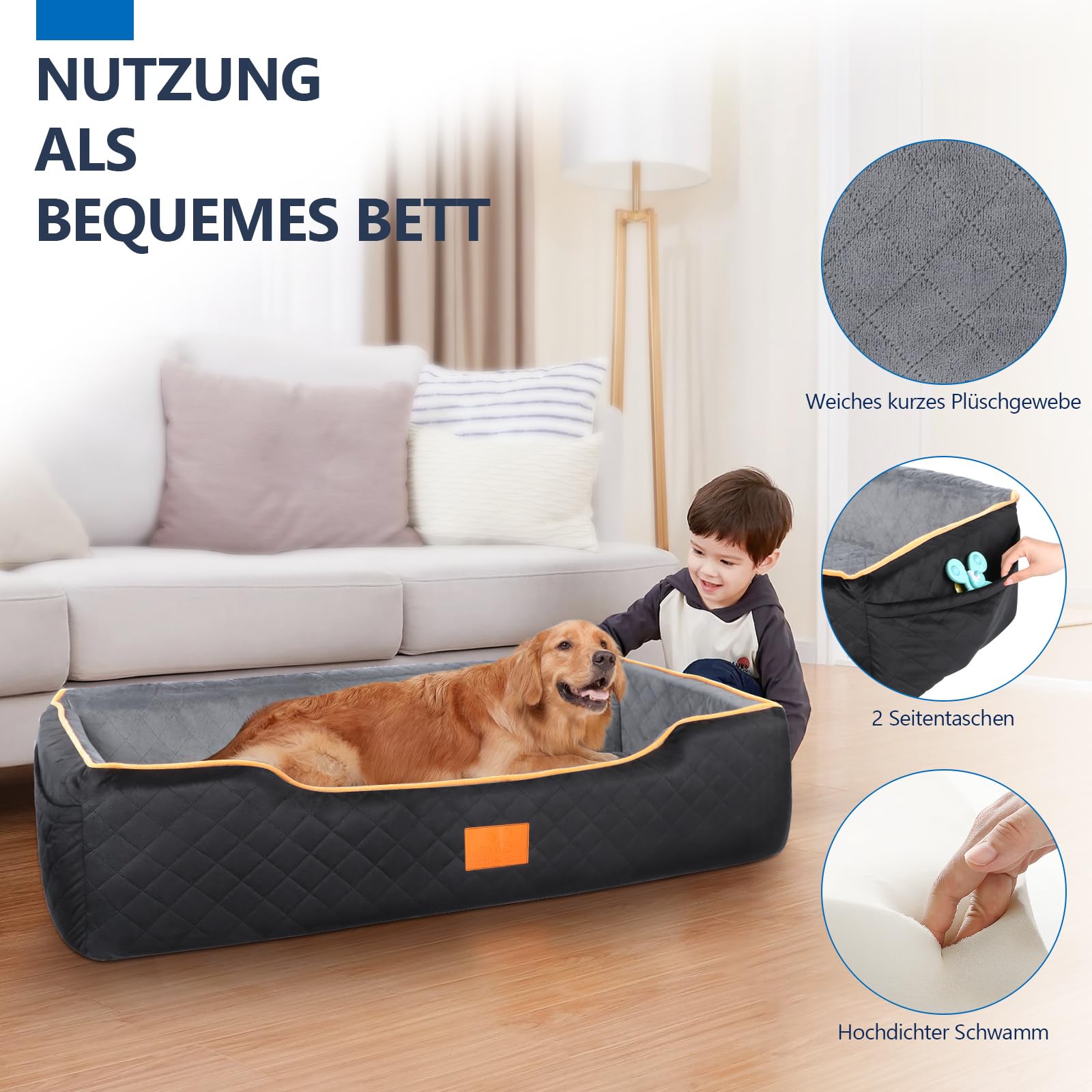 Seggiolino Auto Per Cani - Taglia L, Per Cani Fino 25kg, Memory Foam, Antiscivolo, Nero/grigio - Foto 3