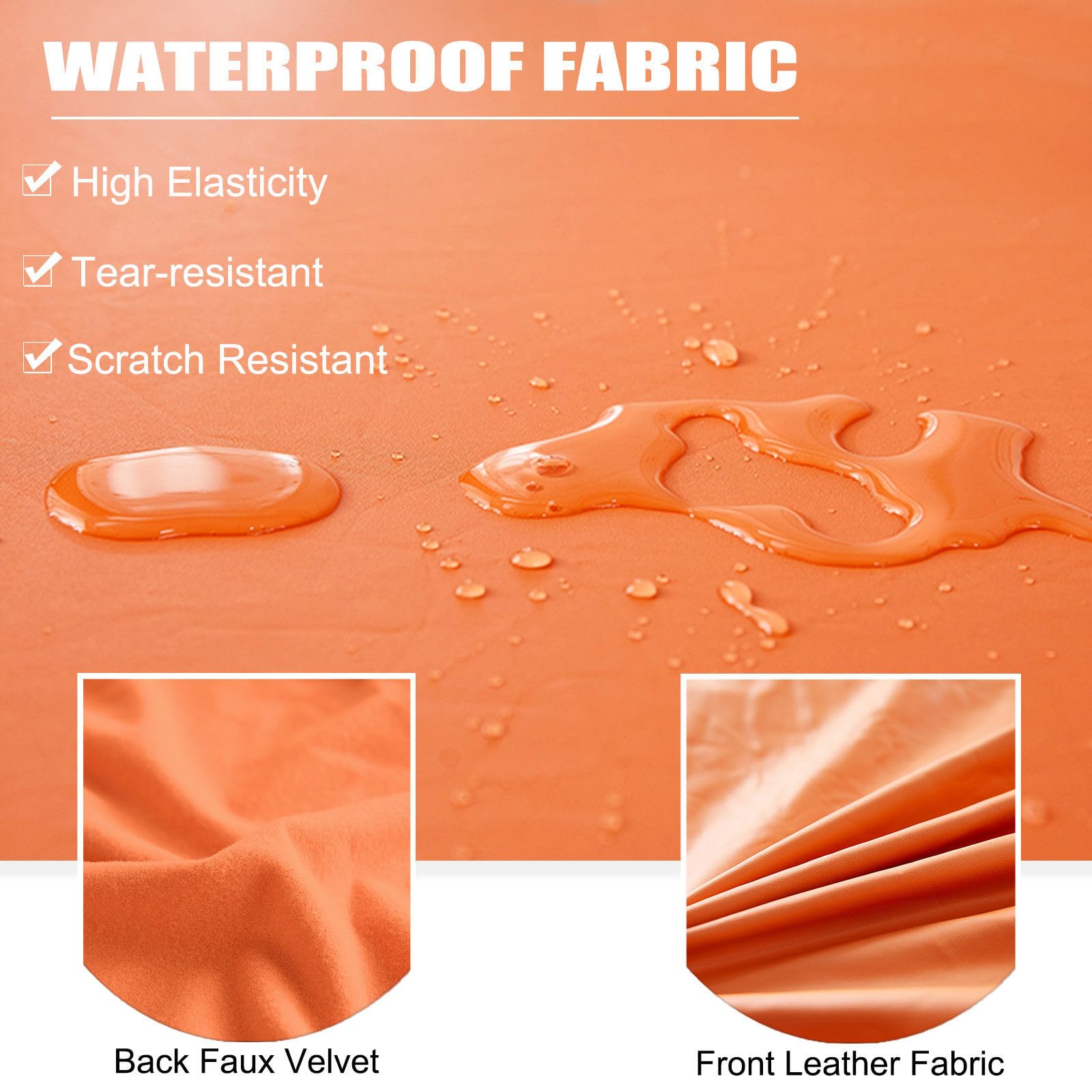 Funda otomana impermeable de piel sintética elástica suave para reposapiés, funda extraíble y plegable con parte inferior elástica para otomanas de 90 a 100 cm