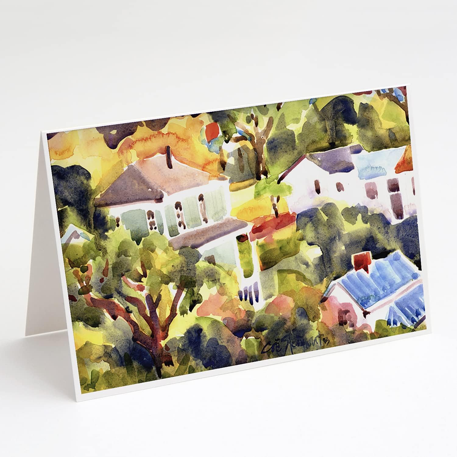 Caroline's Treasures 6046GCA7P Houses Greeting Cards and Envelopes Pack of 8 Blank Cards with Envelopes Whimsical A7 Size 5x7 Blank Note Cards