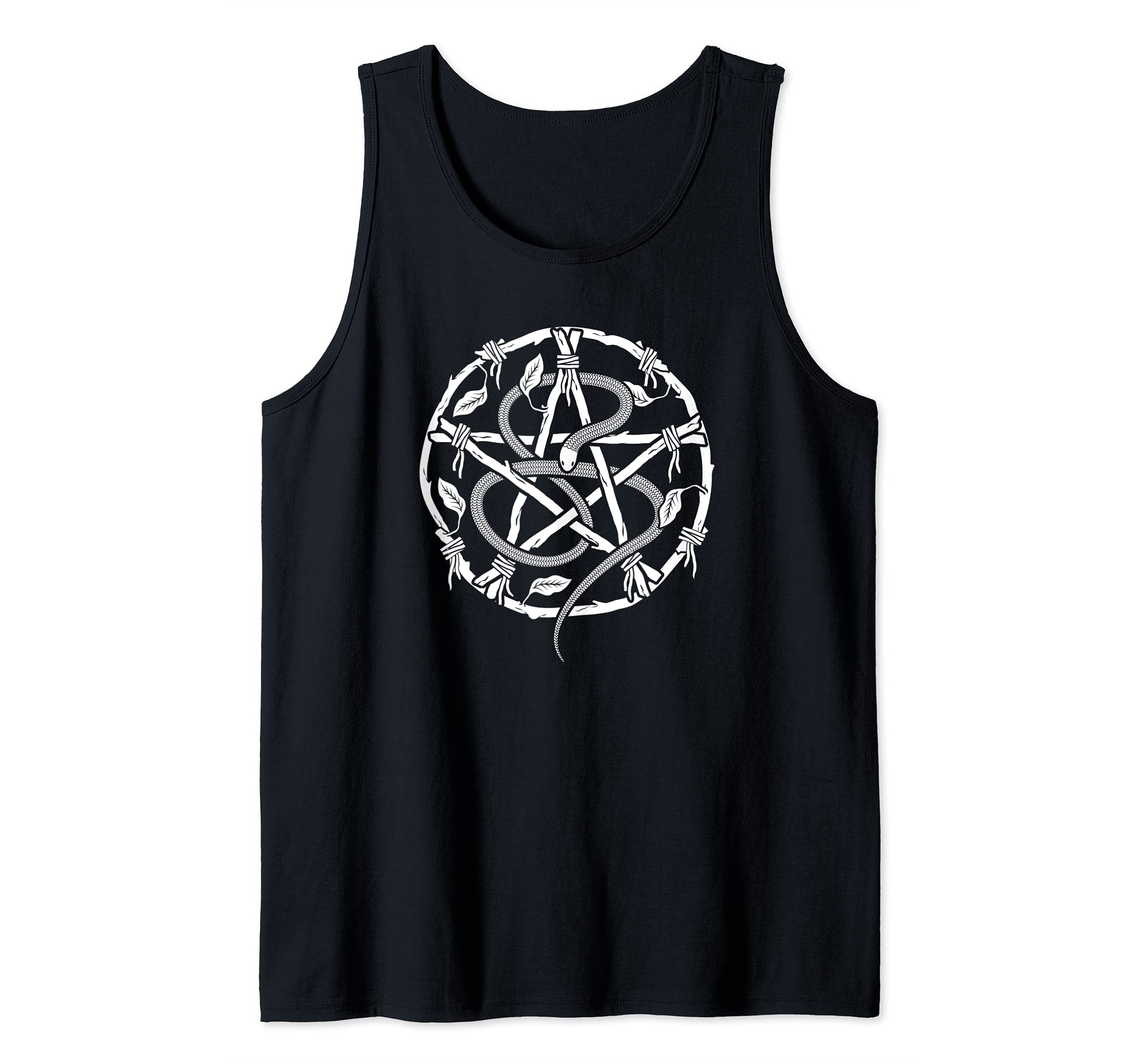 Wiccan Nature Witch Pentacle And Snake Tank Top, Black