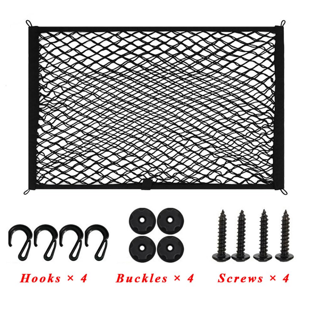 Filet De Coffre Voiture pour Hyundai i30 (FD GD PD 2007-2025 2026),Organisateur De Coffre À Double Couche avec Bordure Large,Maille Élastique pour Ranger Bagages Et Objets Divers,S