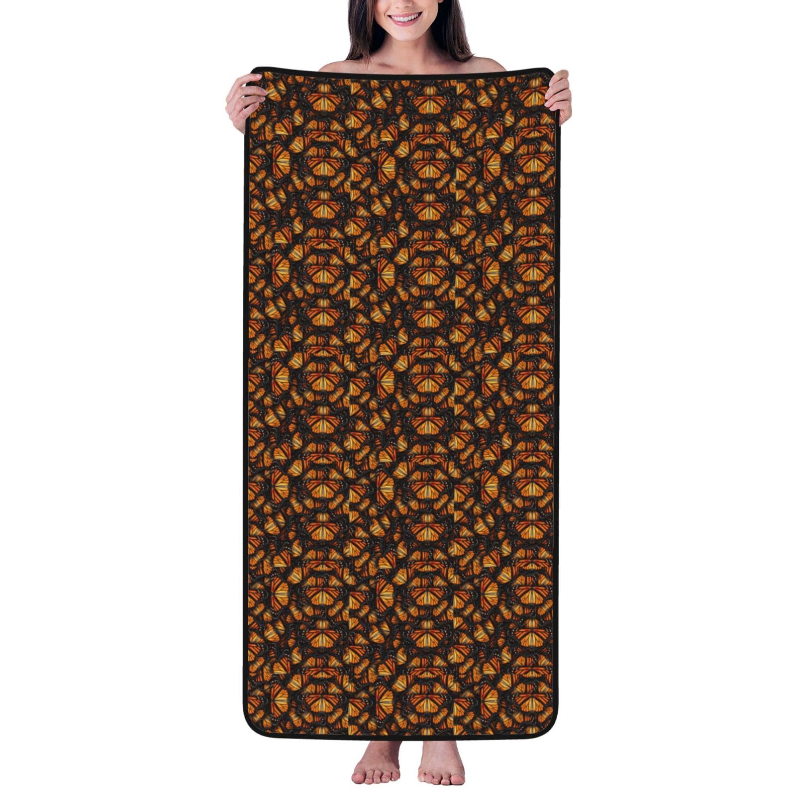 JBJGKHLP Heaps Of Orange Monarch Butterflies Print Women Men Couples Coral Velvet Bath Towel Ultra-Soft For Home Bathroom Travel