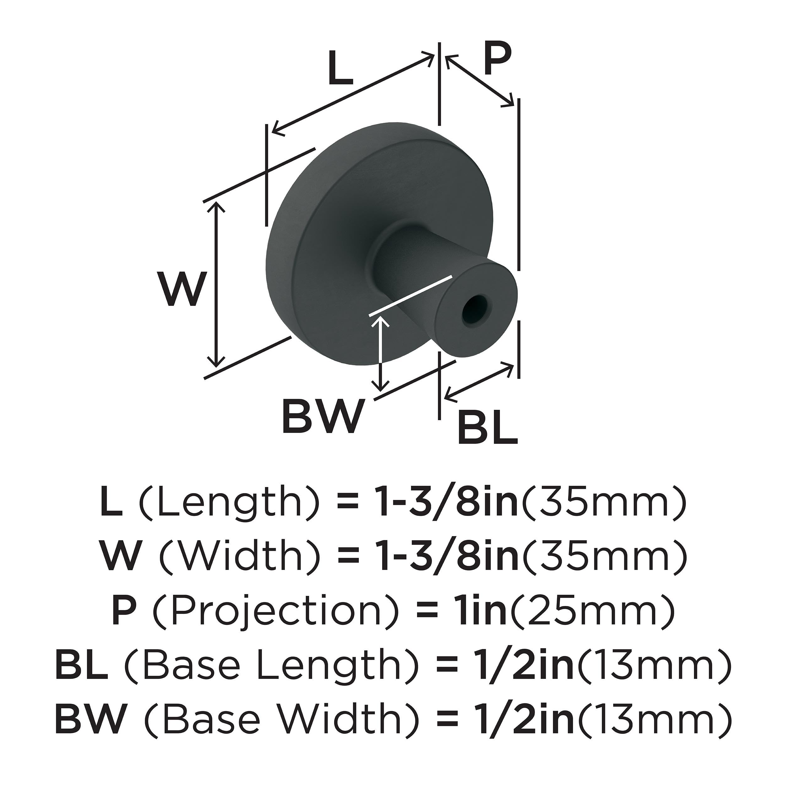 Basics - Pomo Redondo Para Gabinete, 3 Cm De Diámetro, Color