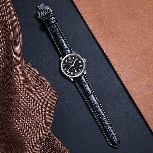 Miniatura 2 de iStrap - Correa de reloj de piel de becerro con diseño de imitación de piel de cocodrilo hebilla de acero inoxidable con botones de presión para