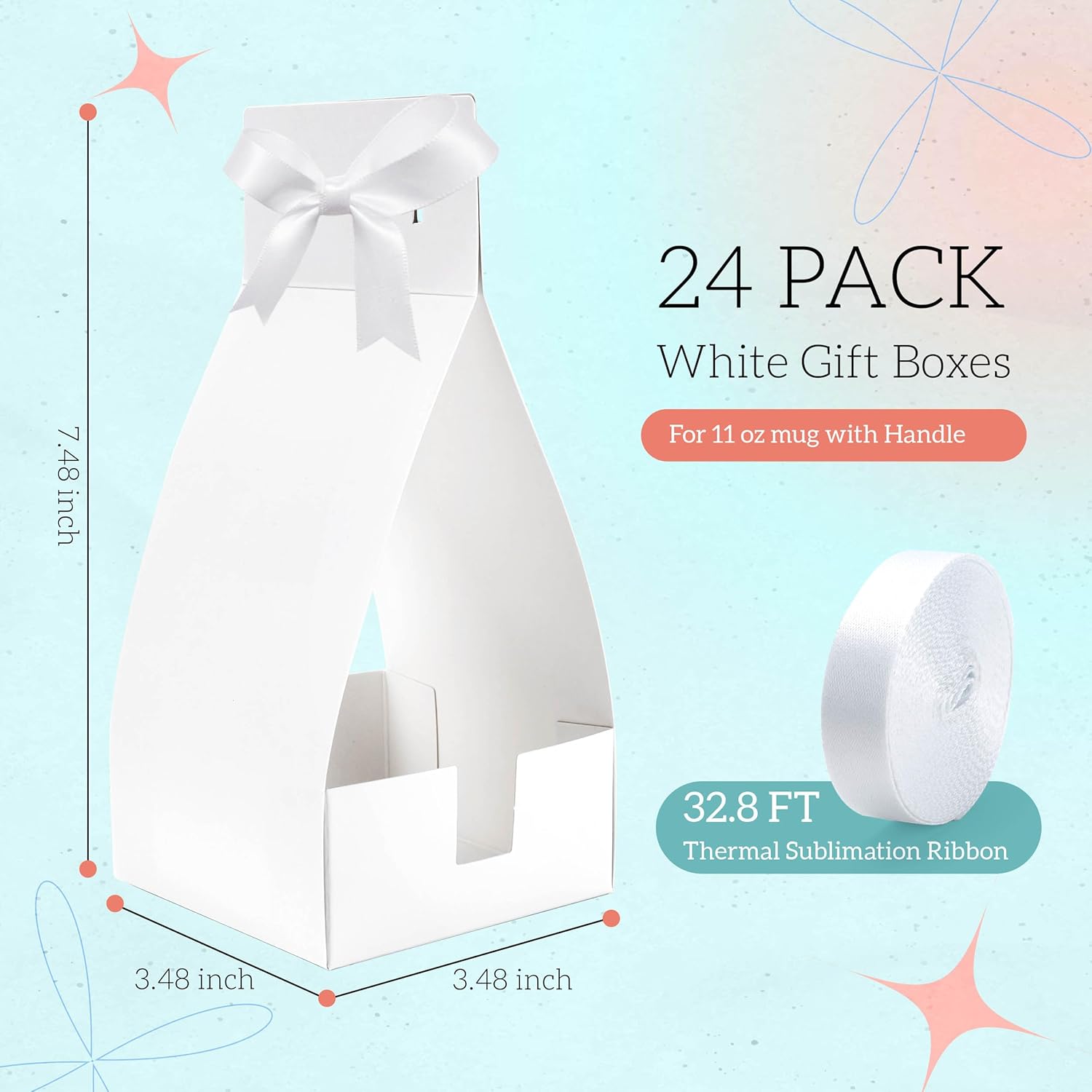 Joyclub Bundle of 6 Pack White Mini Cups and 24 Pack Gift Boxes with Ribbon