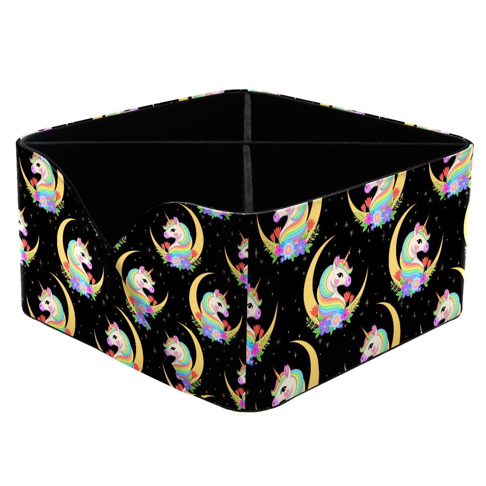 KengjuTesu Crescent with Unicorn Head Desktop Organizer Pen Holder, Rectangular Pencil Cup for Office, Study and Makeup Stations