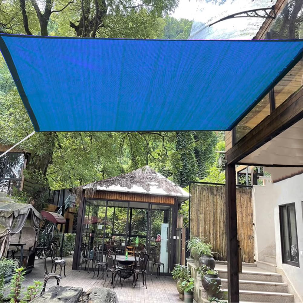 Shade Cloth Net, Blue Breathable Sun Shade Net Grommets Multiple Sizes For Outdoor Garden Greenhouse(8x10m(26.2*32.8ft))