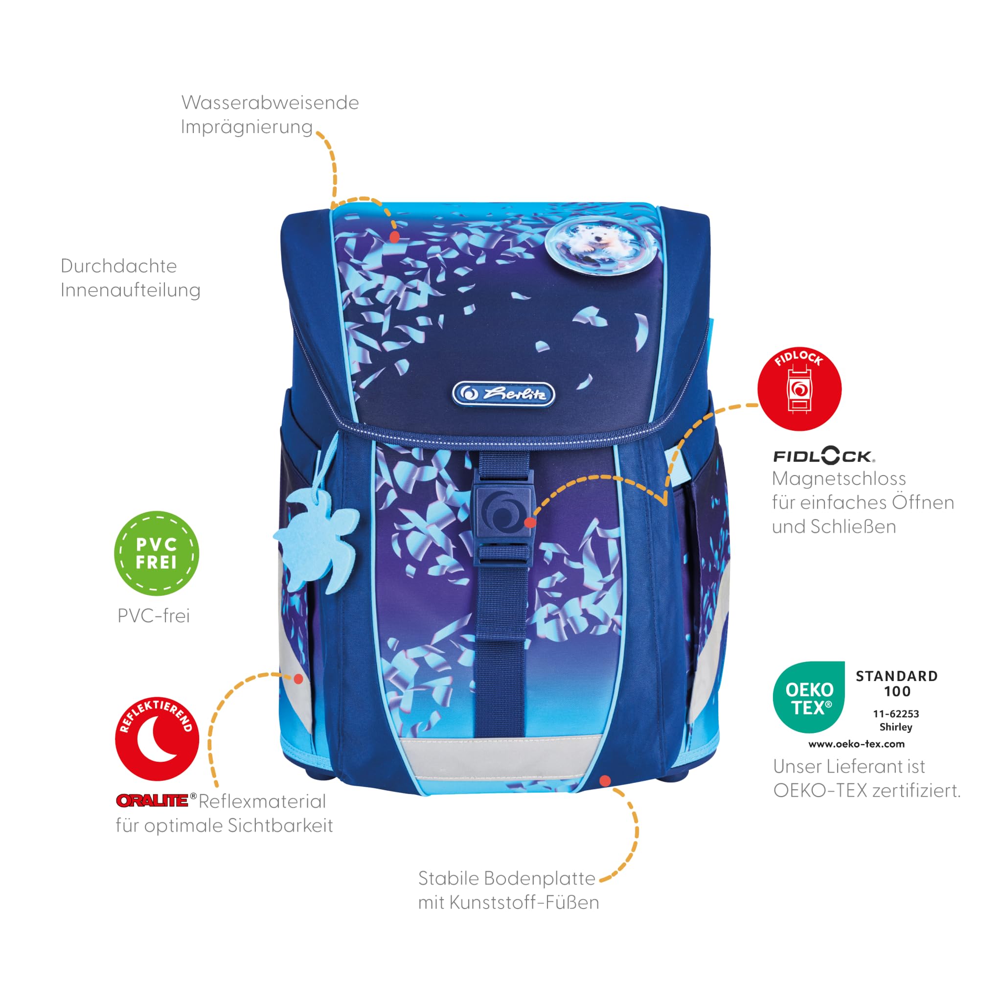 Herlitz FiloActive XL tornister szkolny dla dzieci, uniseks, niebieski, niebieski, 32 x 39 x 28 cm, 21l