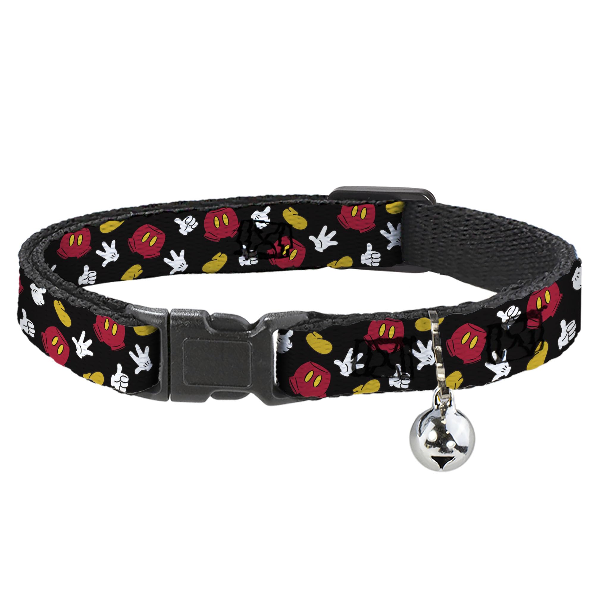 Collar de gato Breakaway Mickey Mouse negro ajustable de 8 a 12 pulgadas Buckle-Down