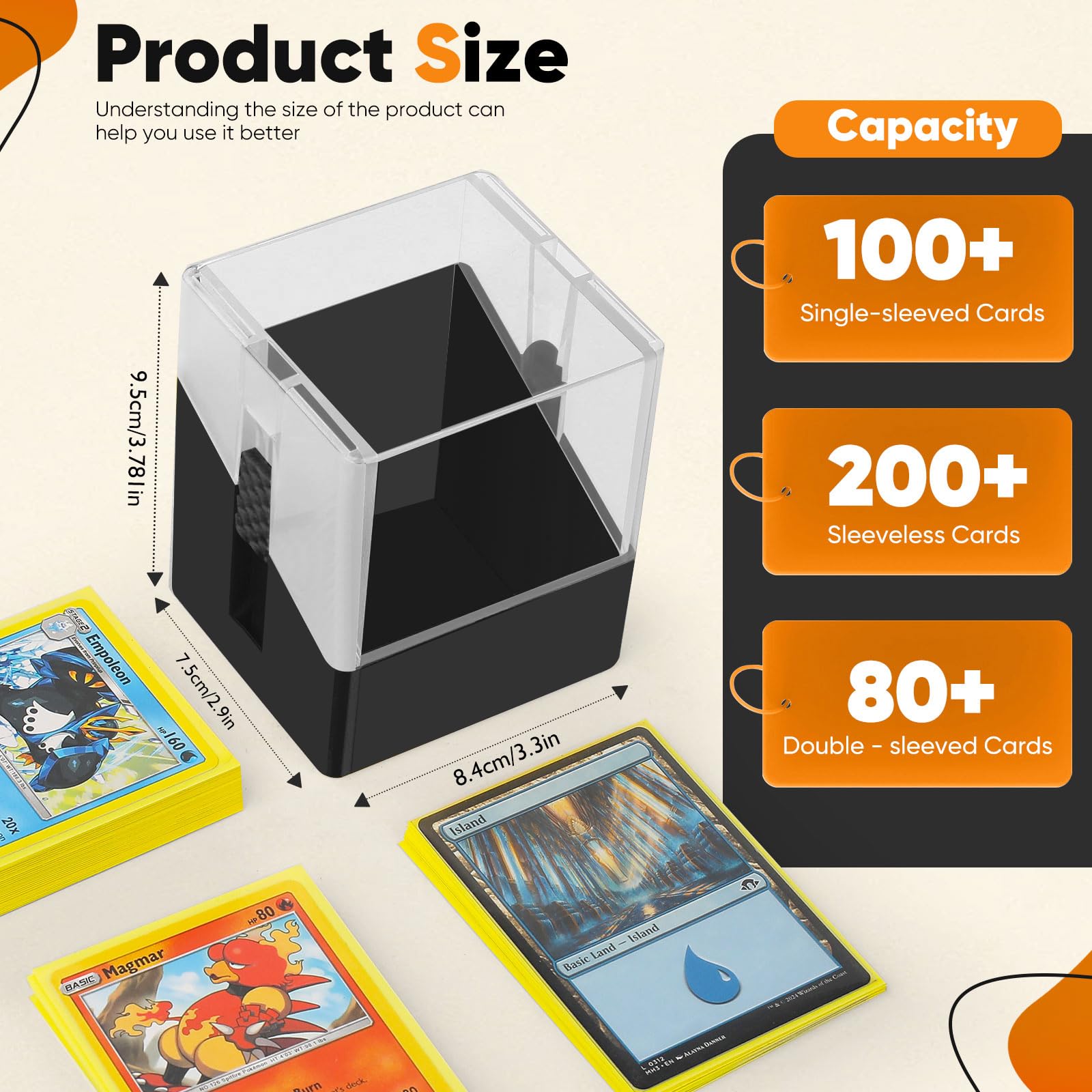 Minahao Trading Card Deck Boxes with Portable Organizer Case. Card Storage Box for Magic The Gathering Commander Deck. Holds 1200+ MTG/TCG/OCG Sleeveless Cards & Playmats - Image 2