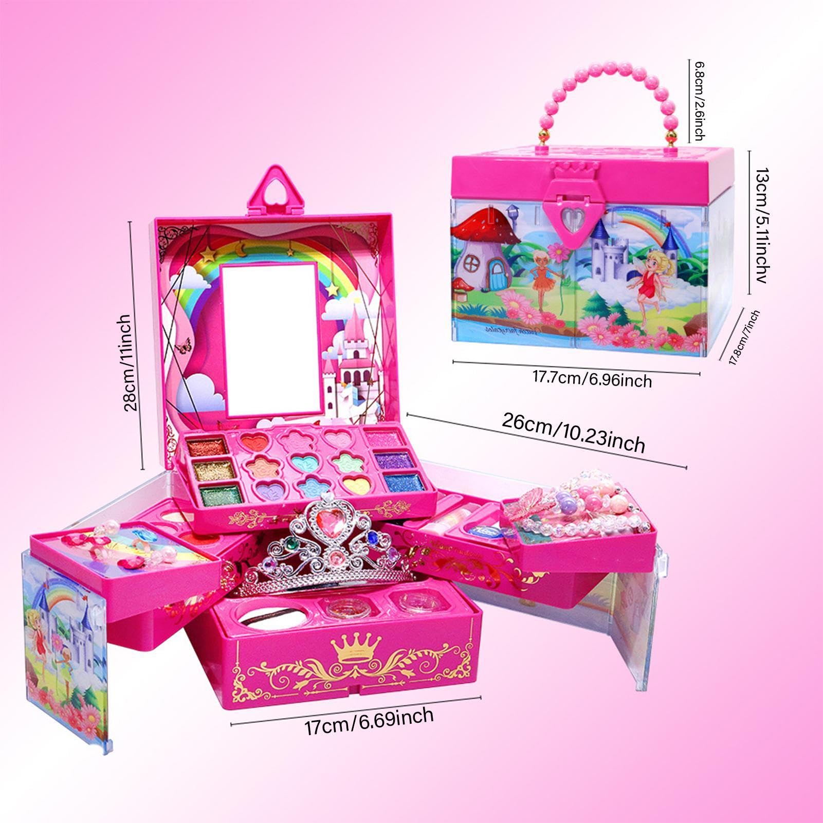 Giocattolo per il trucco per ragazze – Trucco lavabile, set di trucchi | genuini | Sicuro e lavabile, giocattolo da principessa per ragazze, set finto di bellezza cosmetica