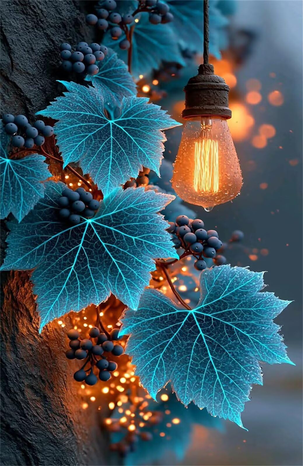 Puzzle de 1500 Piezas para Adultos - Fruto Hojas Azules - Rompecabezas Premium con Reverso de Letras para Clasificación, Regalo de Gama Alta para Aficionados, 87x57 cm