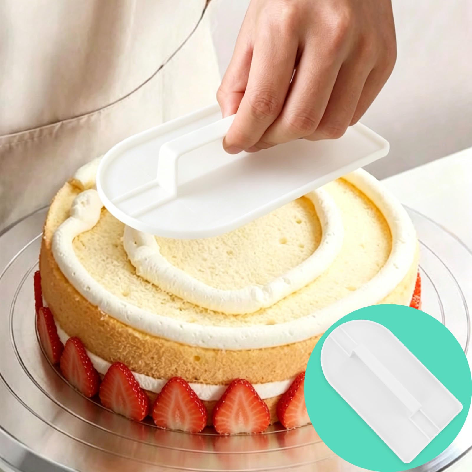 Lot de 4 lisseurs à gâteau fondant avec coin lissant pour décoration de gâteau, travaux de modelage, pâte d'amande pour pâtisseries pour la viande au sucre - 3