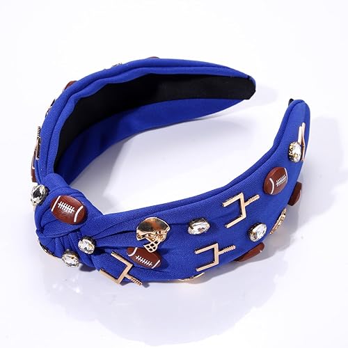 Miniatura 2 de Diadema de fútbol para mujer, accesorios de fútbol con cuentas de diamantes de imitación, diadema anudada de cristal, adorno para el día del juego,