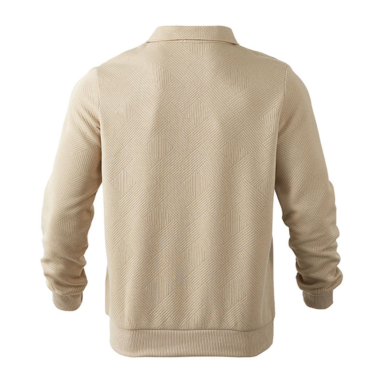 Pullover da uomo con cerniera a un quarto maglia a maniche lunghe casual | Tessuto testurizzato, colletto polo e cerniera a quarto, elegante casual per l'uso quotidiano e attività all'aperto
