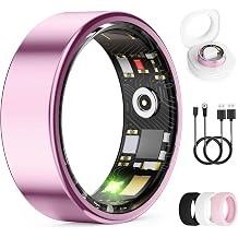 Smart Ring for Women & Men, Health Tracker Ring with Heart Rate, Blood Oxygen,Blood Pressure, IP68 Waterproof Fitness Ring, Sleep Tracker for iPhone and Android, No APP Fee Lavender Pink, 9#