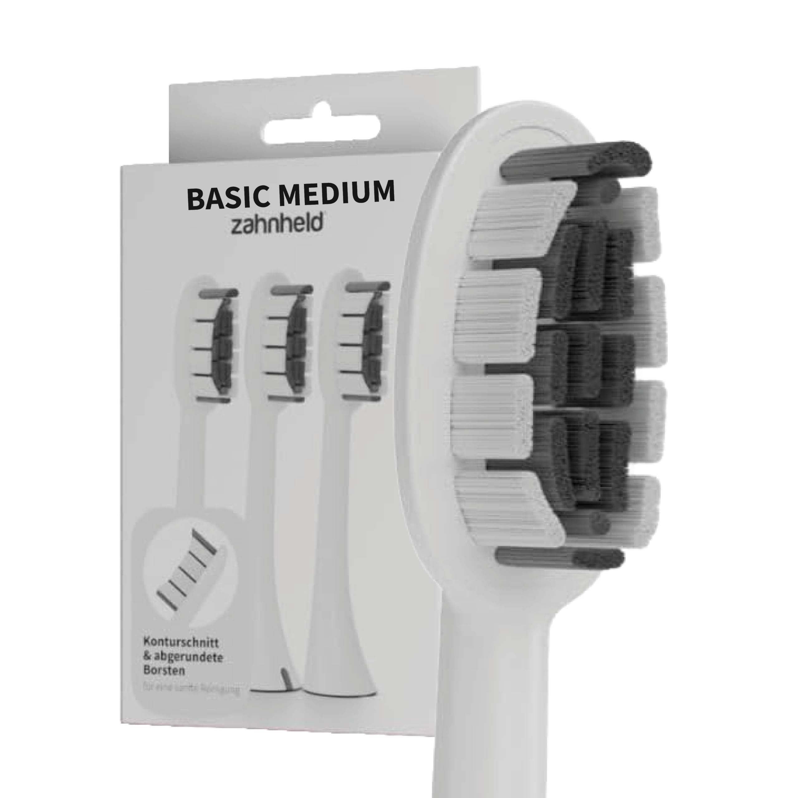 Zahnheld Bürstenkopf Basic Medium 3er-Set, Gero G2&G3, mittelhart, Weiß