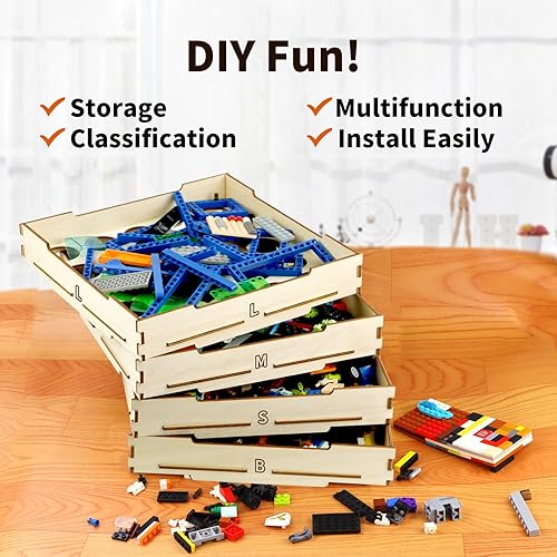 Miniatura 9 de Caja clasificadora de 6 bandejas utilizada para Lego, ladrillo clasificador de almacenamiento para bloques de Lego, regalo para amantes de Lego,