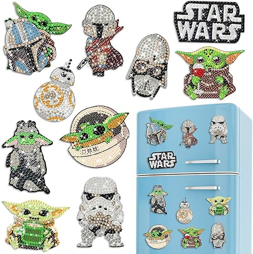 Imanes de diamante para refrigerador, 12 piezas de gemas artísticas de diamantes para niños, adultos y principiantes, artes y manualidades para