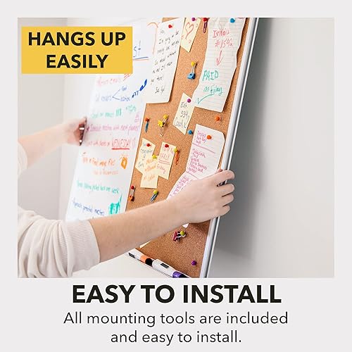 Miniatura 4 de Vision Board 2023 combo grande de pizarra blanca y tablero de corcho, tablero magnético, combinación de tablero de corcho de medio boletín para