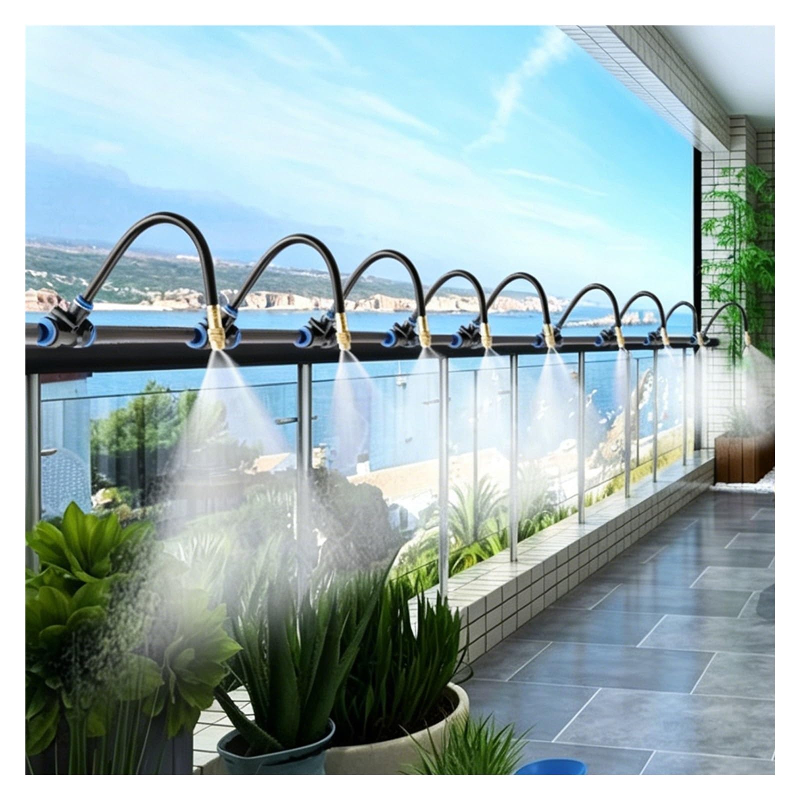 MZZKFC Adjustable Gooseneck Terraces Misting Plant Watering，Rotatable 360° Greenhouse Drip Irrigation Kit for Poultry Farm，Outdoor Atomizing Mist Tubing Kit