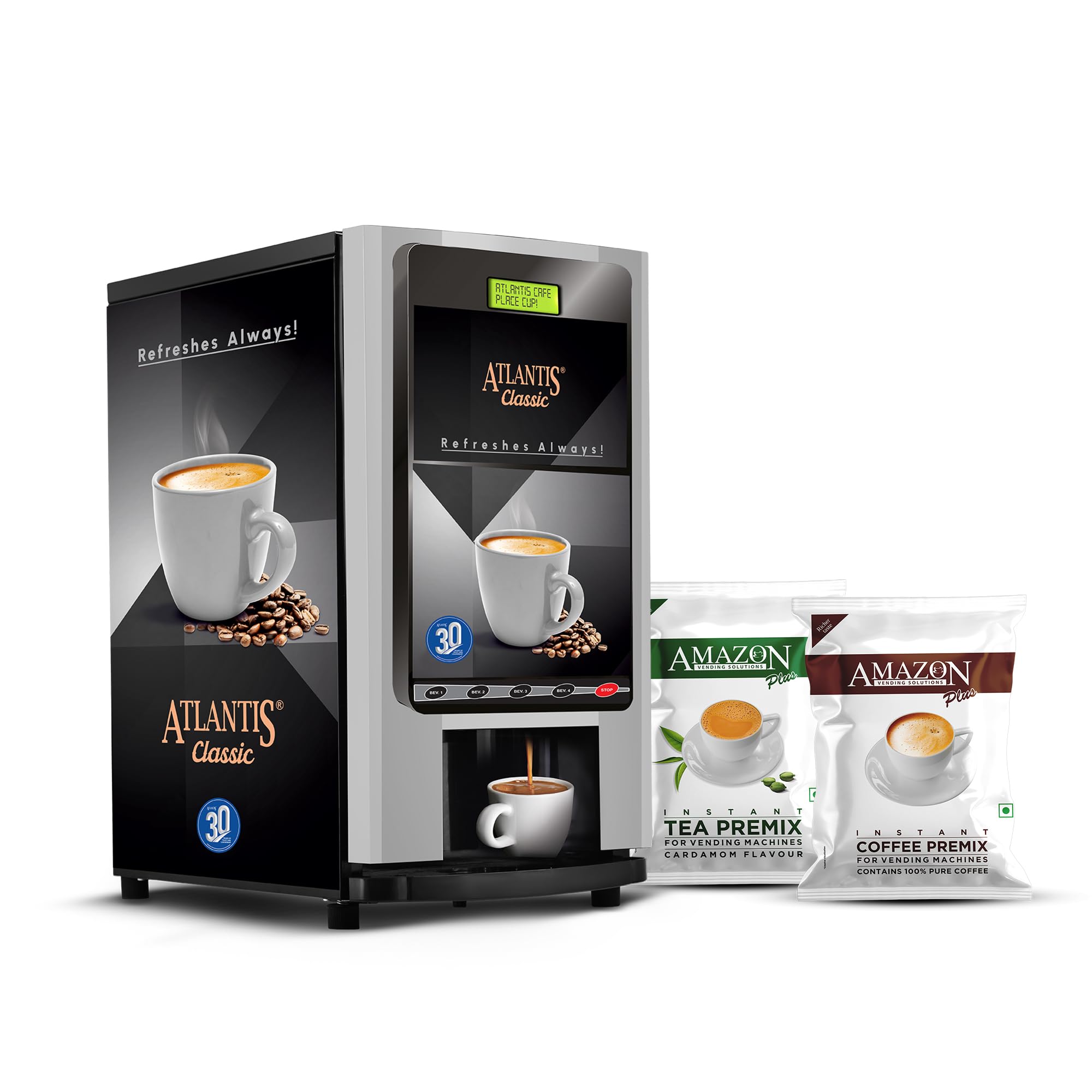 ATLANTIS Classic 4 Lane Tea/Coffee Vending Machine | Premix Based